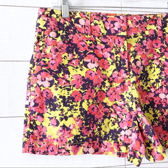 LOFT Pink Yellow Prism Floral Print Shorts - Picture 3 of 8